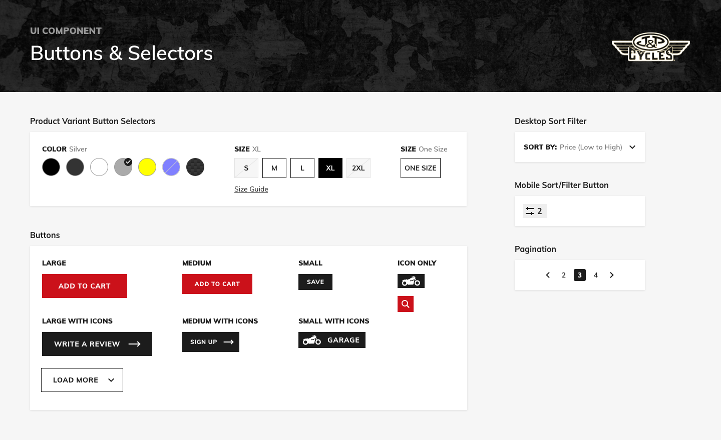 New JPCycles.com Button Selector Component